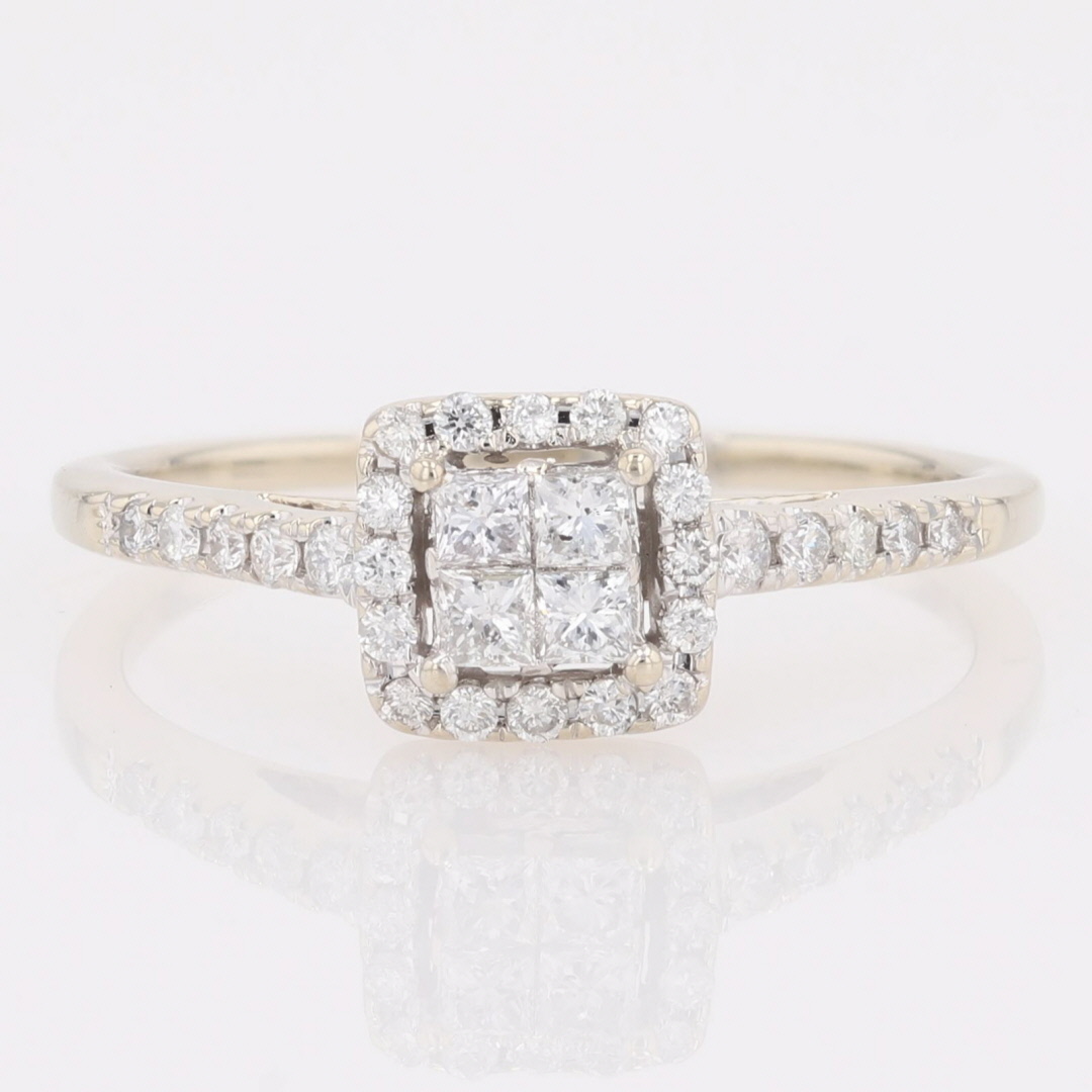 .48ctw Princess Cut Diamond Cluster Halo Engagement Ring 14k White Gold ...