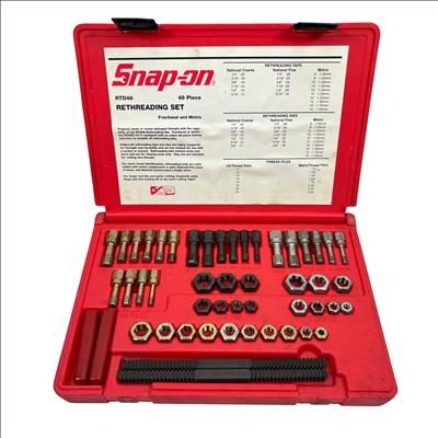 Snap On RTD48 48 Piece Rethreading Tap & Die Set (Fractional and Metric)