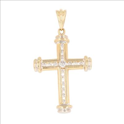 .26ctw Diamond Channel-Set Religious Cross Pendant No Chain 14k Multi ...