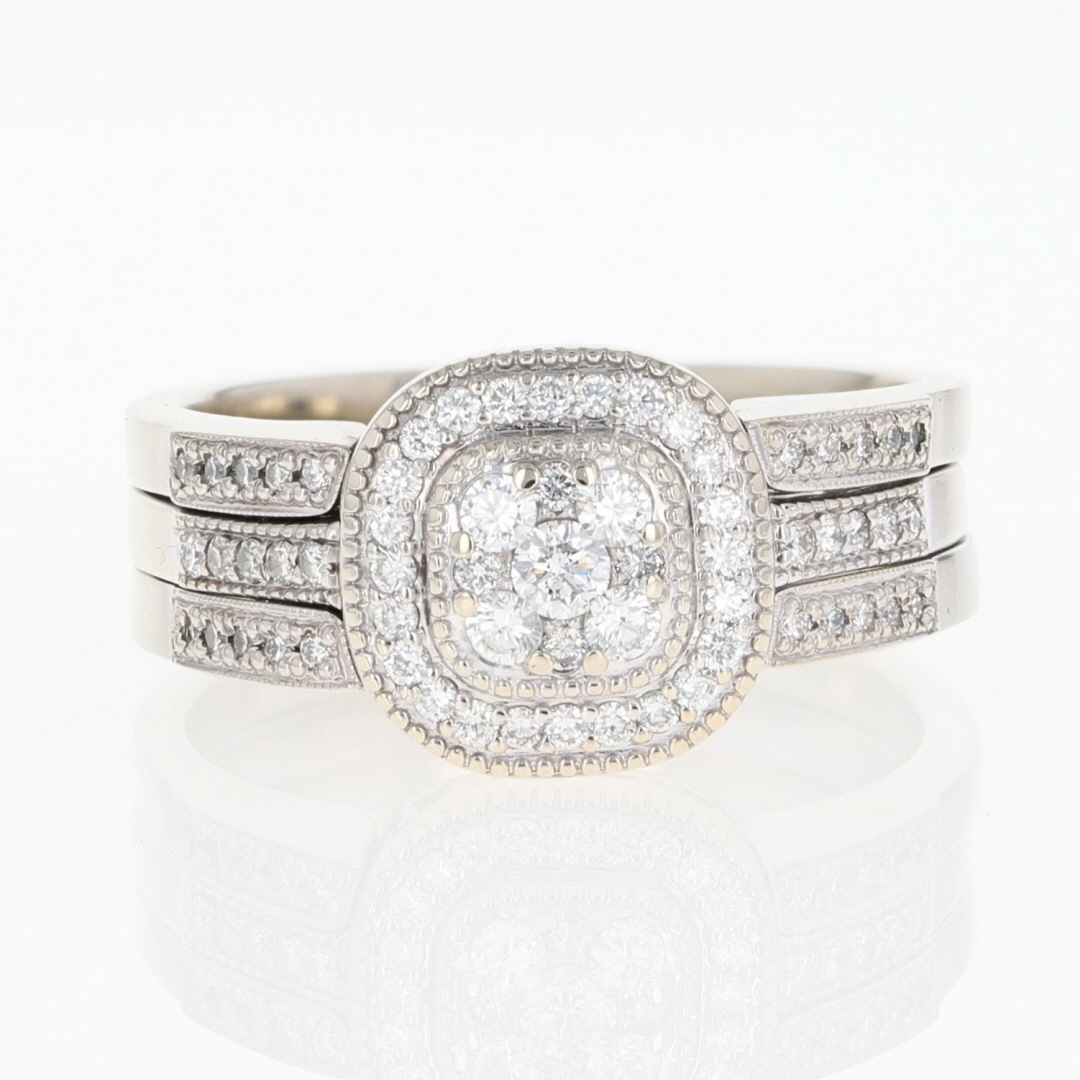 .59ctw Round Cut Diamond Cluster Halo Wedding Set Rings 14k White Gold ...