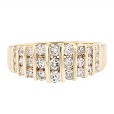 .94ctw Round Cut Diamond Bar Set Statement Ring 10k Yellow Gold Size 6.5