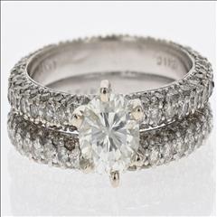 3.06ctw Round Cut Diamond Eternity Wedding Set Rings 14k White Gold ...