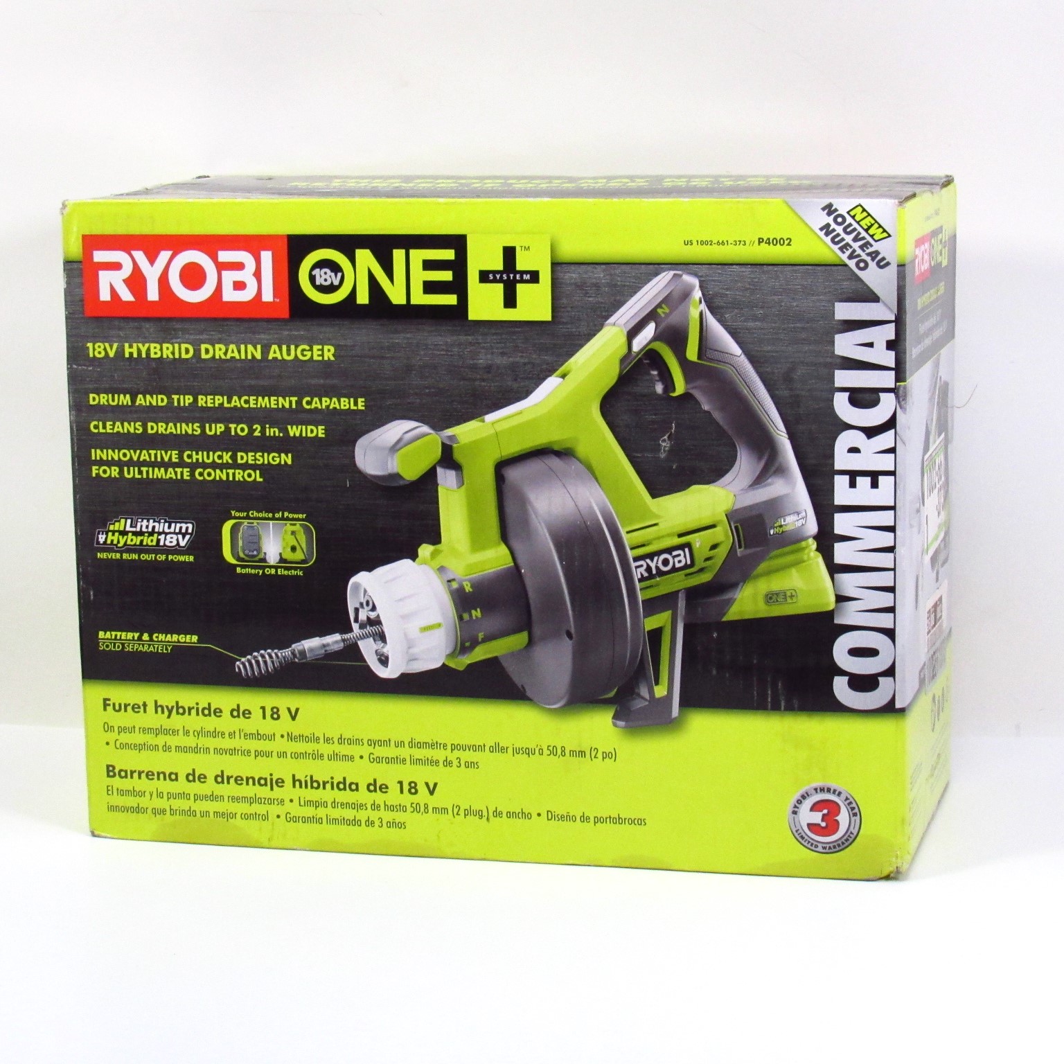 Ryobi One+ P4002 18V Lithiumion Hybrid Drain Auger Tool Only