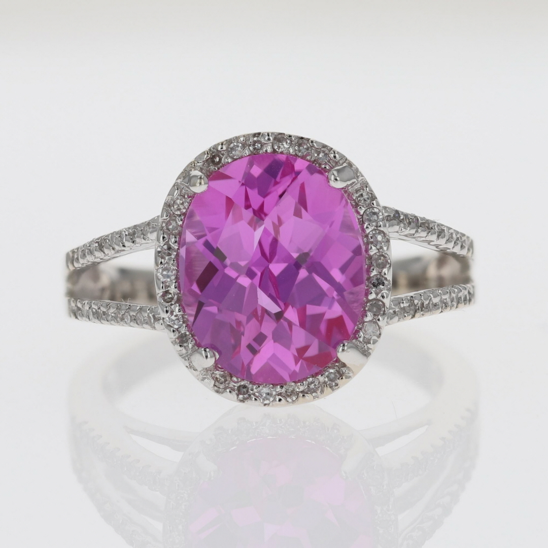 Fancy Cut Lab-Created Ruby and Diamond Statement Ring 14k White Gold ...