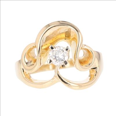 .29ct Diamond Solitaire Looped Style Engagement Ring 14k Yellow Gold Size 8