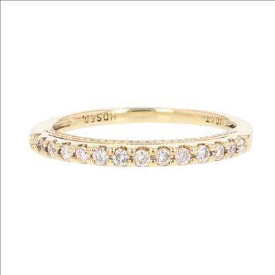 .15ctw Round Cut Diamond Prong-Set Wedding Band Ring 10k Yellow Gold Size 7