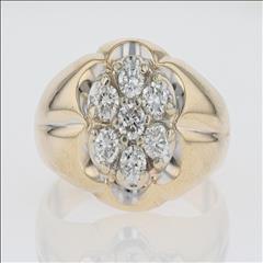 1.00ctw Round Cut Diamond Cluster Statement Ring 14k Multi-Tone Gold ...