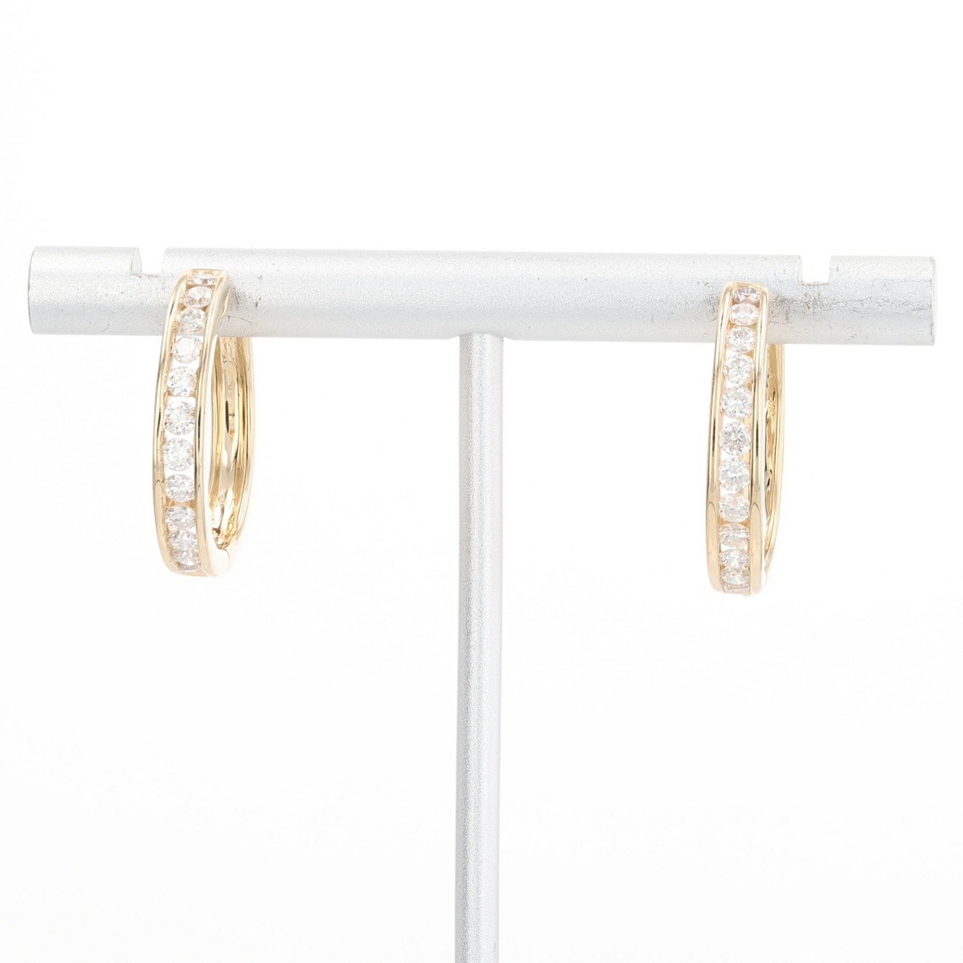 10K Yellow Gold 1/2 Cttw Channel Set Hoop Earrings (H-I Clarity, Si2-I1 Color) main image 0