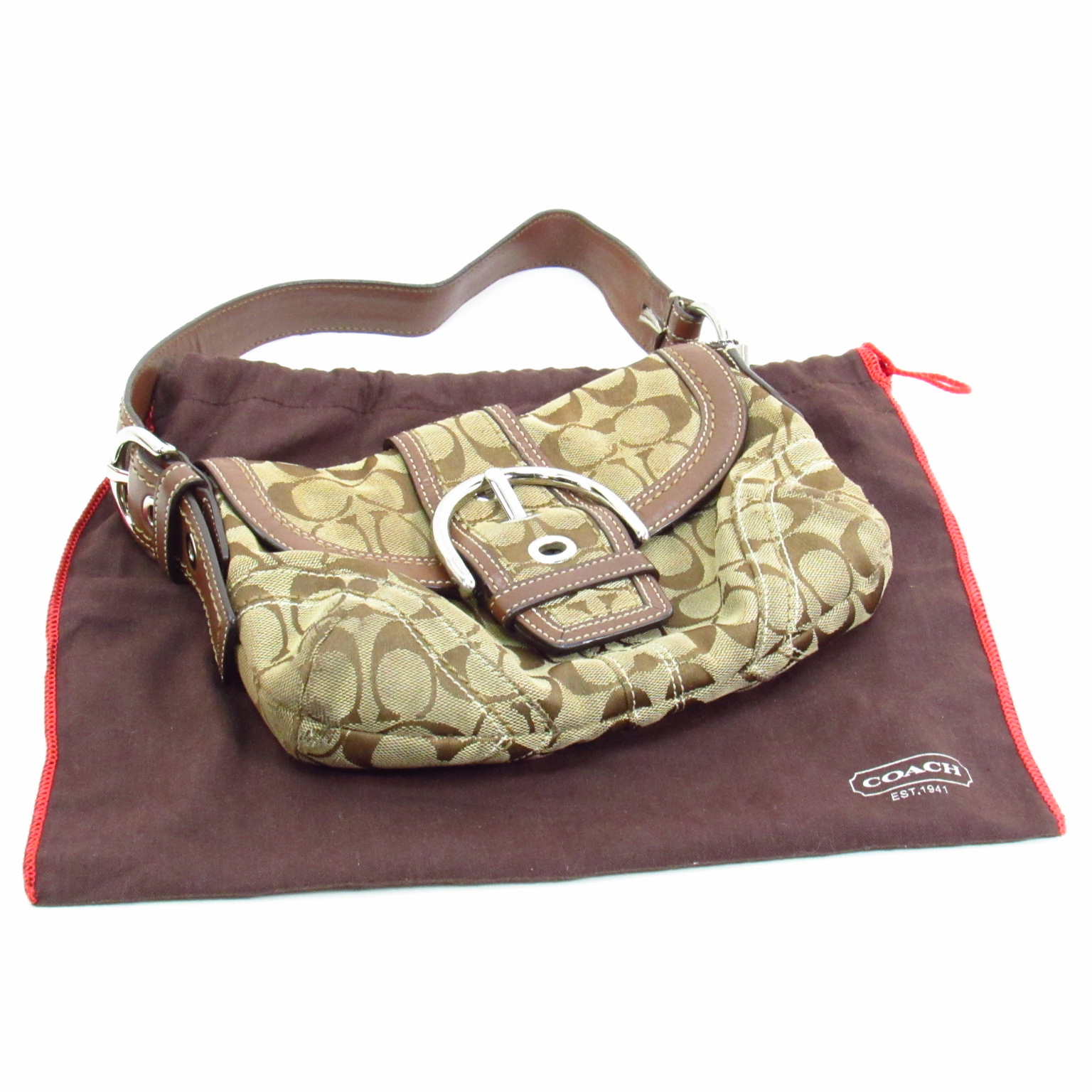 Coach 10296 Brown and Tan Signature Small Shoulder Bag