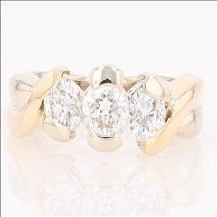 .87ctw Round Diamond Three-Stone Engagement Ring 14k Multi-Tone Gold ...