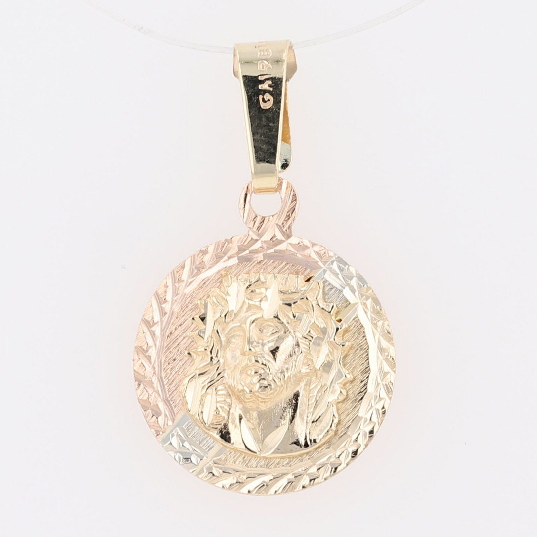 24mm Religious Jesus Head Pendant without Chain 14k MultiTone Gold 1.