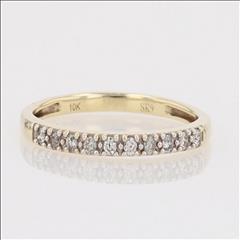 .07ctw Round Cut Diamond Prong Set Wedding Band Ring 10k Yellow Gold Size 7
