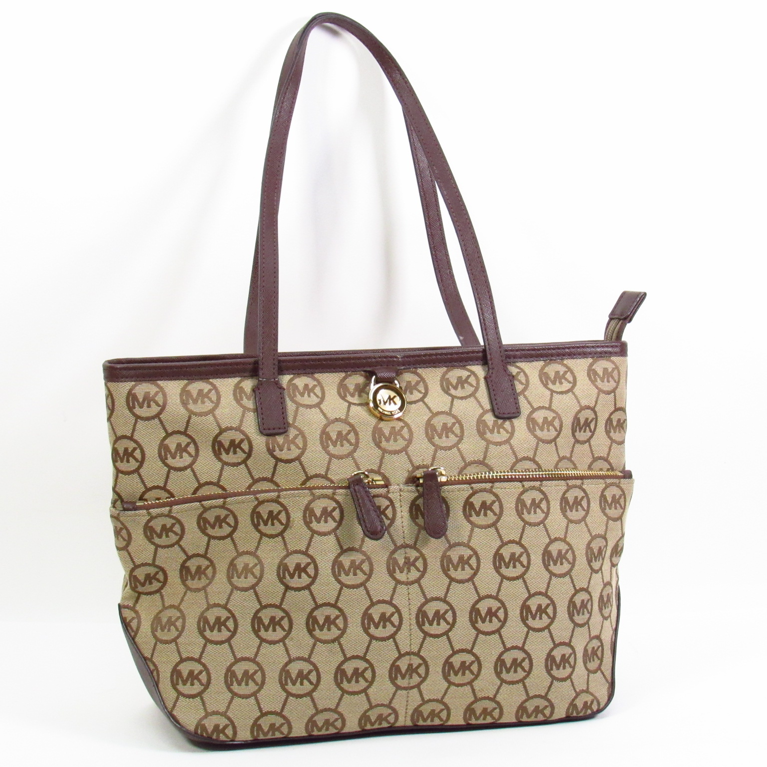 Michael Kors 38F5GKPT2Q Kempton Signature Medium Tote Bag Brown