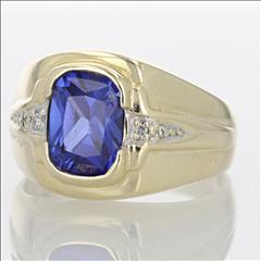 3.23ctw Lab-Created Sapphire with Diamond Accents Ring 10k Yellow