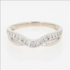 American Jewelry 14k White Gold .52ctw Diamond Double Row Ring Guard (Size  7)