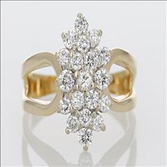 .97ctw Round Cut Diamond Cluster Statement Ring 14k Multi-Tone Gold ...