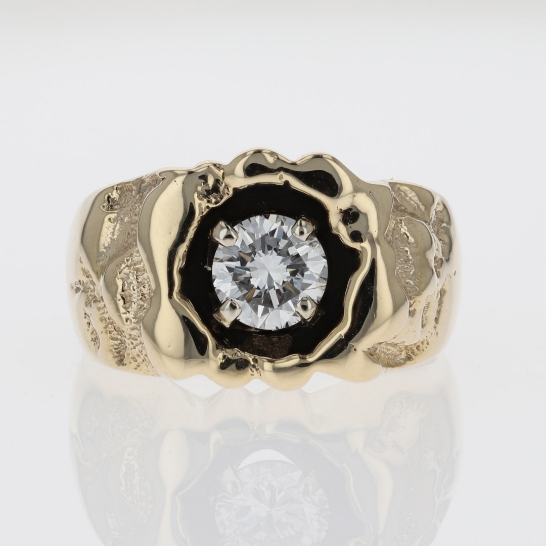 .73ct Round Cut Diamond Solitaire Nugget Band Ring 14k Yellow Gold Size 6