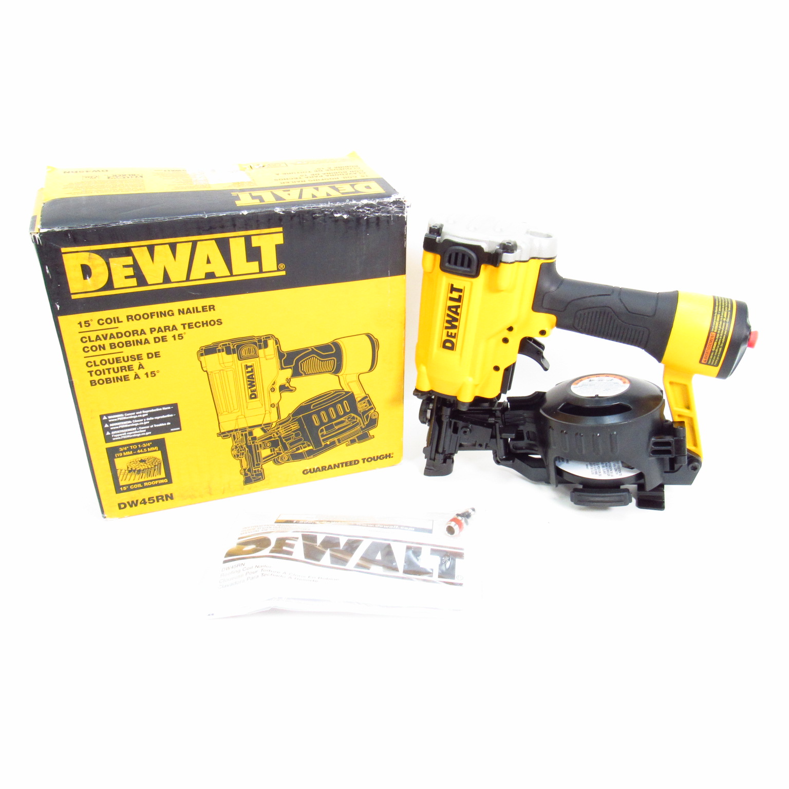 DeWalt Tools DW45RN Air Pneumatic 15Degree Coil Roofing Nailer