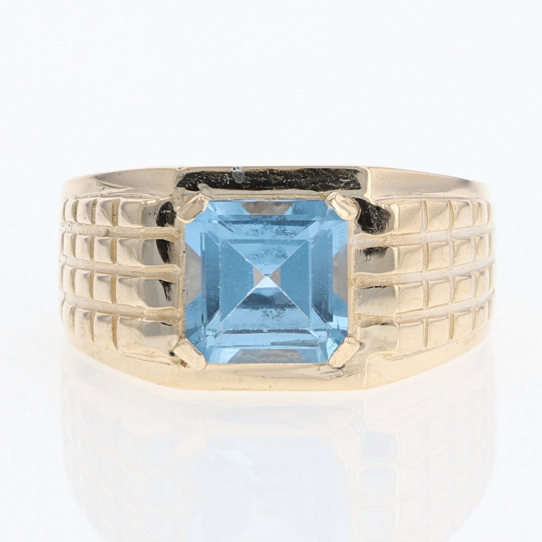 2.88ct Lab-Created Blue Spinel Solitaire Statement Ring 14k Yellow Gold ...