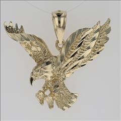 Diamond Cut Eagle Hawk Statement Pendant w/o Chain 10k Yellow Gold 3.90 ...