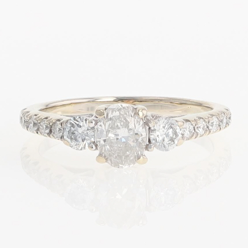 Adrianna Papell .83ctw Oval Cut Diamond Engagement Ring 14k White Gold ...