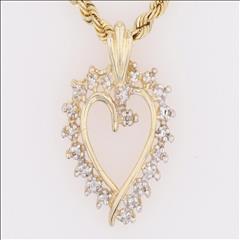 .20ctw Rd/Bag Dia selling Heart 10Kt Pendant5185