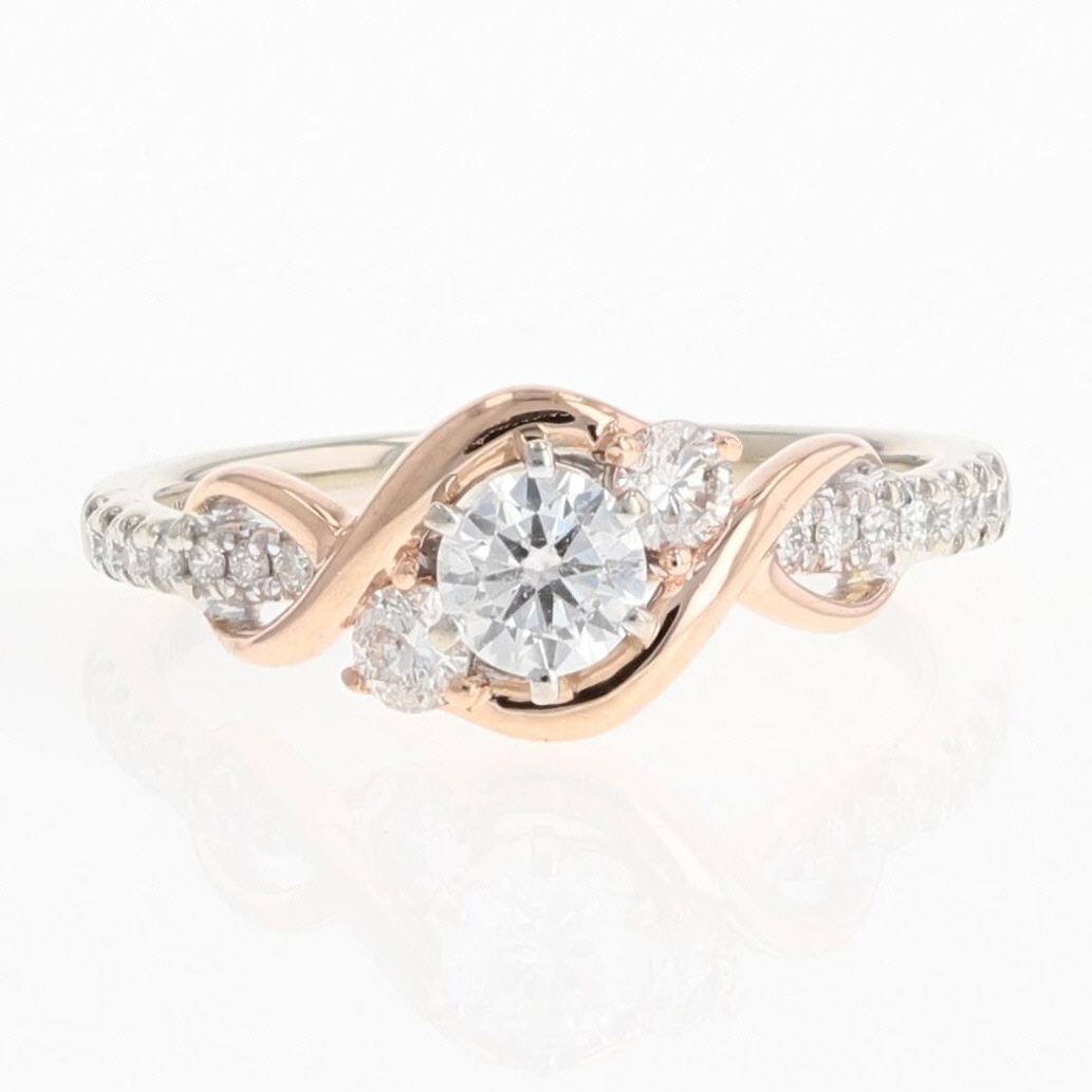 .54ctw Diamond Solitaire with Accents Engagement Ring 14k Multi-Tone ...