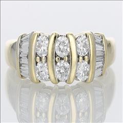.99ctw Round & Baguette Cut Diamond Wedding Band Ring 14k Yellow Gold ...