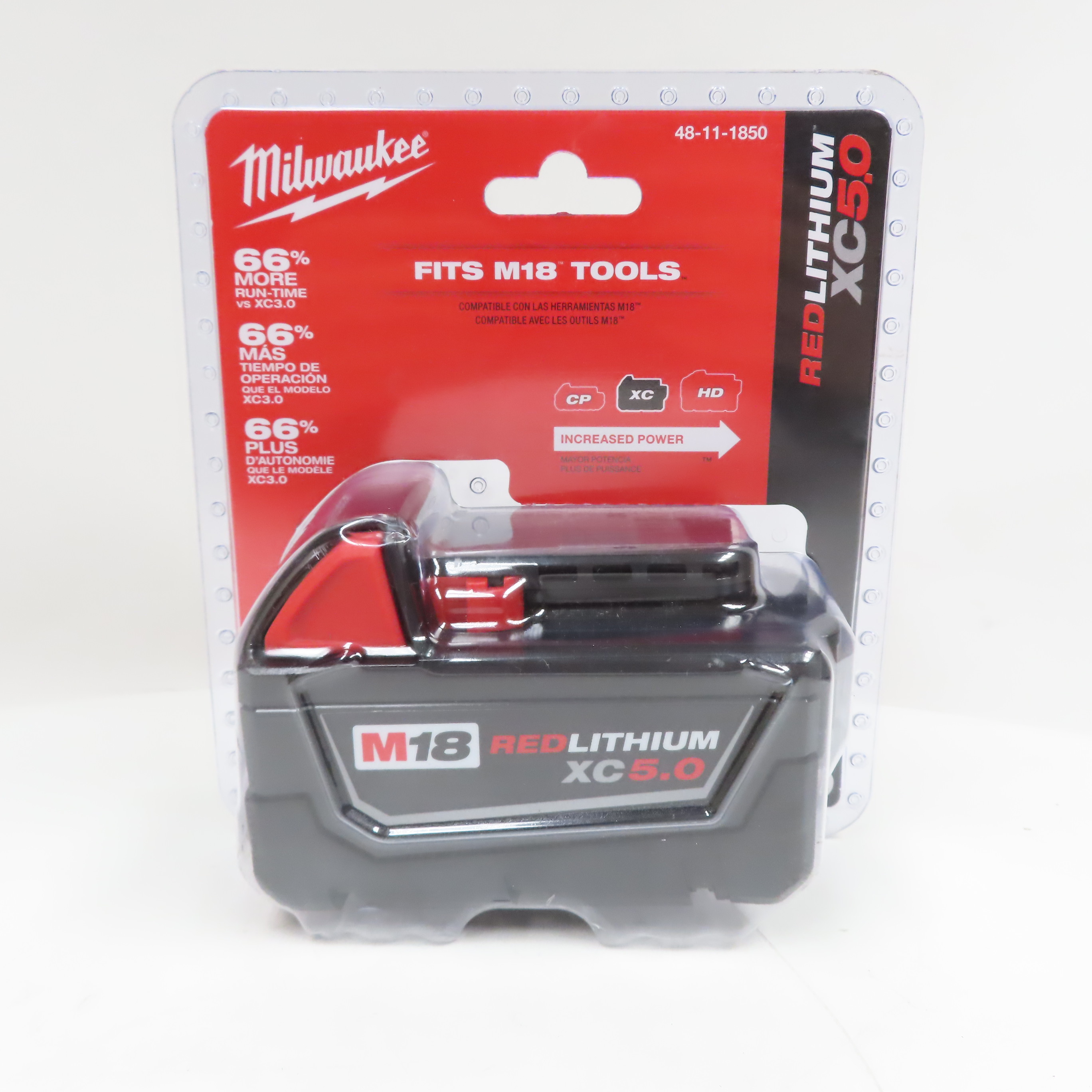 Milwaukee 48-11-1850 M18 18V XC5.0Ah Lithium-Ion Battery (In Box)