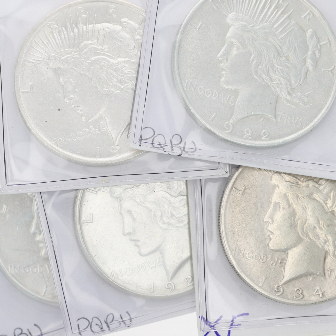 1922, 1925, 1934 Silver Peace Lady Liberty Perched Eagle $1 Coins Set ...
