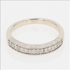 .15ctw Round Cut Diamond Prong Set Wedding Band Ring 14K White Gold Size 7