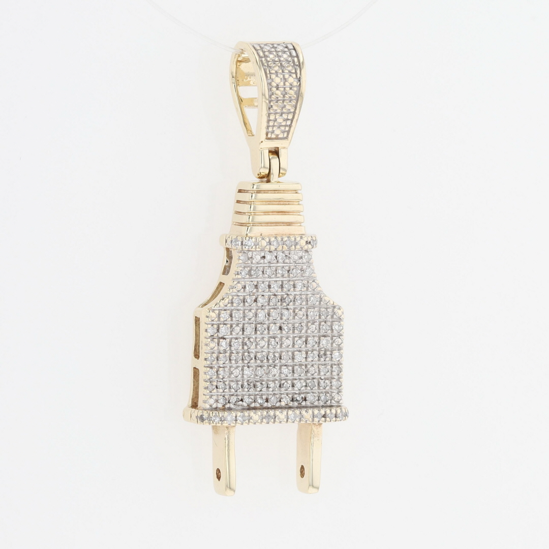 .18ctw Round Diamond Pavé Plug Pendant without Chain 10k Yellow Gold 3. ...