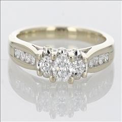 0.45ctw Round Cut Diamond Three-Stone Engagement Ring 14k White Gold ...