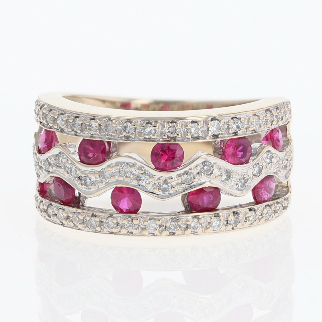 1.23ctw Round Cut Ruby and Diamond Statement Band Ring 18k White Gold ...