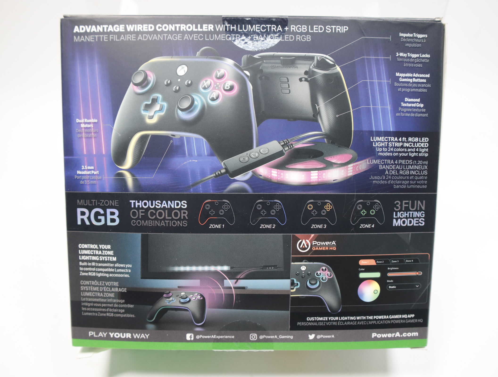 PowerA Advantage Lumectra Wired Controller Xbox Series X|S RGB LED Strip
