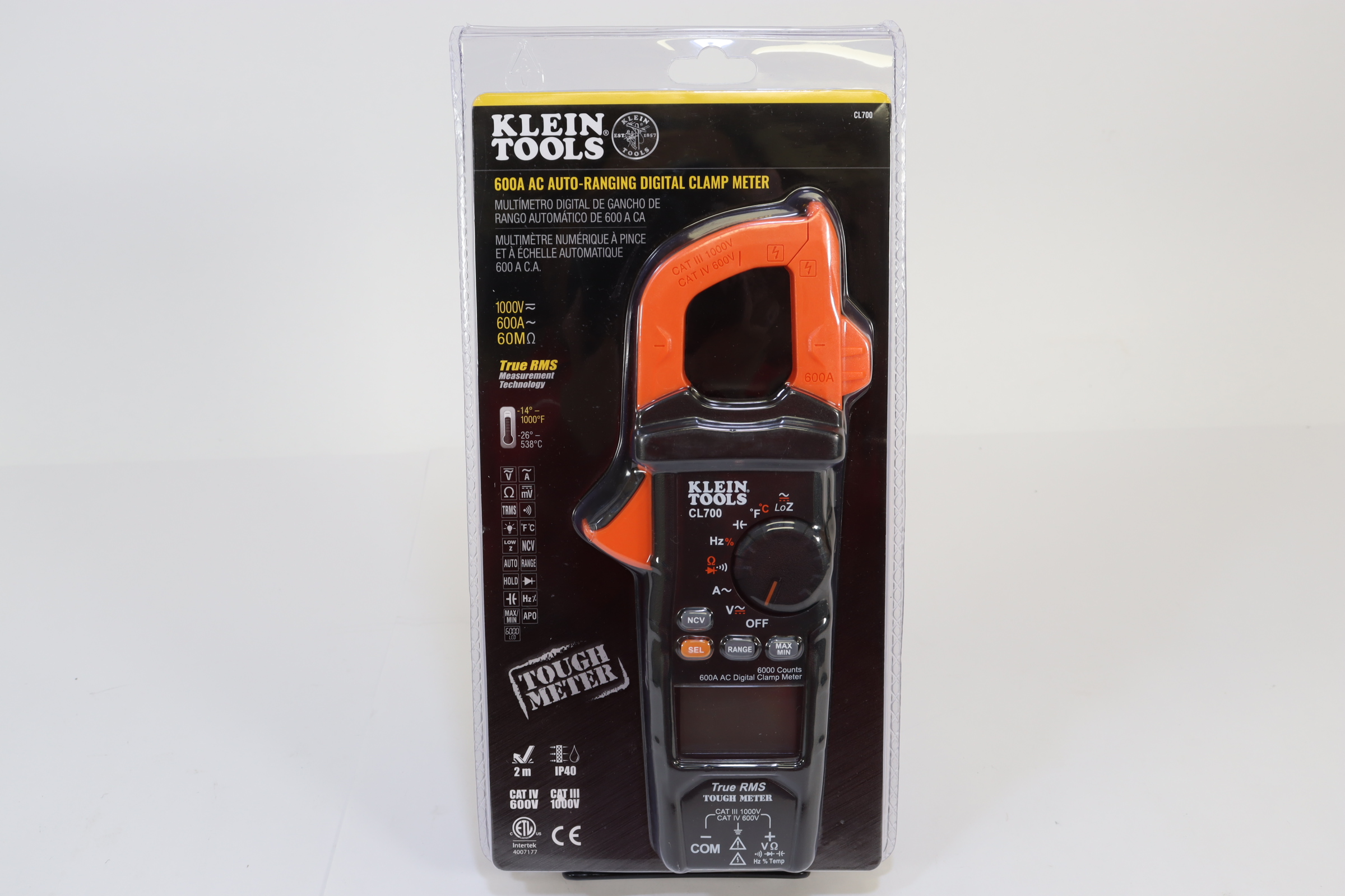 Klein Tools Cl700 Digital Clamp Meter, AC AutoRanging TRMS, Low Impedance