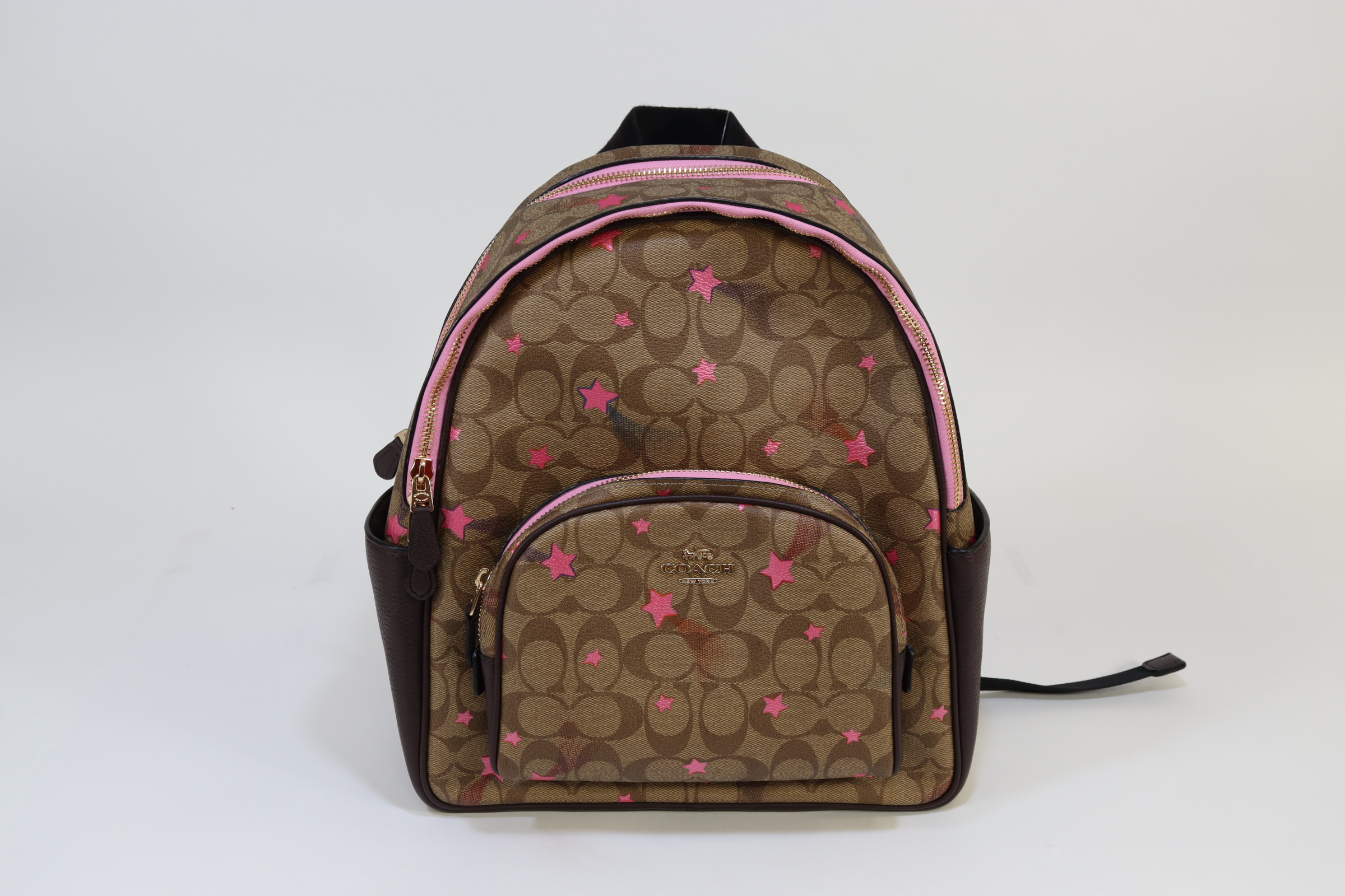 court backpack in signature canvas with disco star print