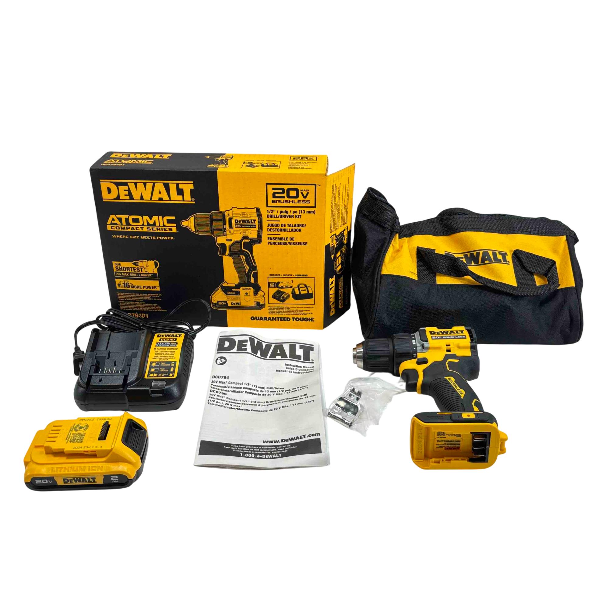 DeWalt DCD794B ATOMIC COMPACT SERIES 20V MAX Brushless 1/2 In. Drill
