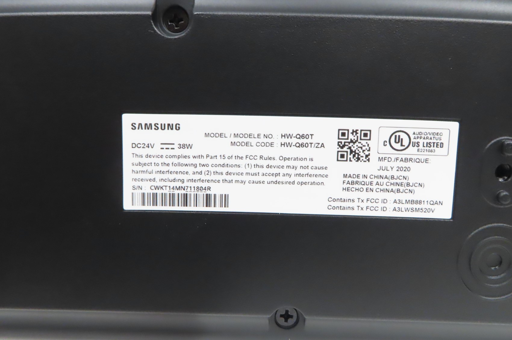 Samsung HWQ60T 5.1Channel Soundbar & Subwoofer Set (Local PickUp Only)