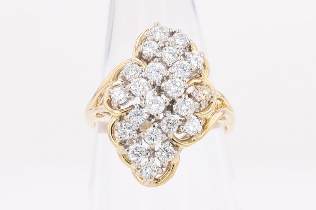 94ctw Round Cut Diamond Cluster Statement Ring 14k Multi