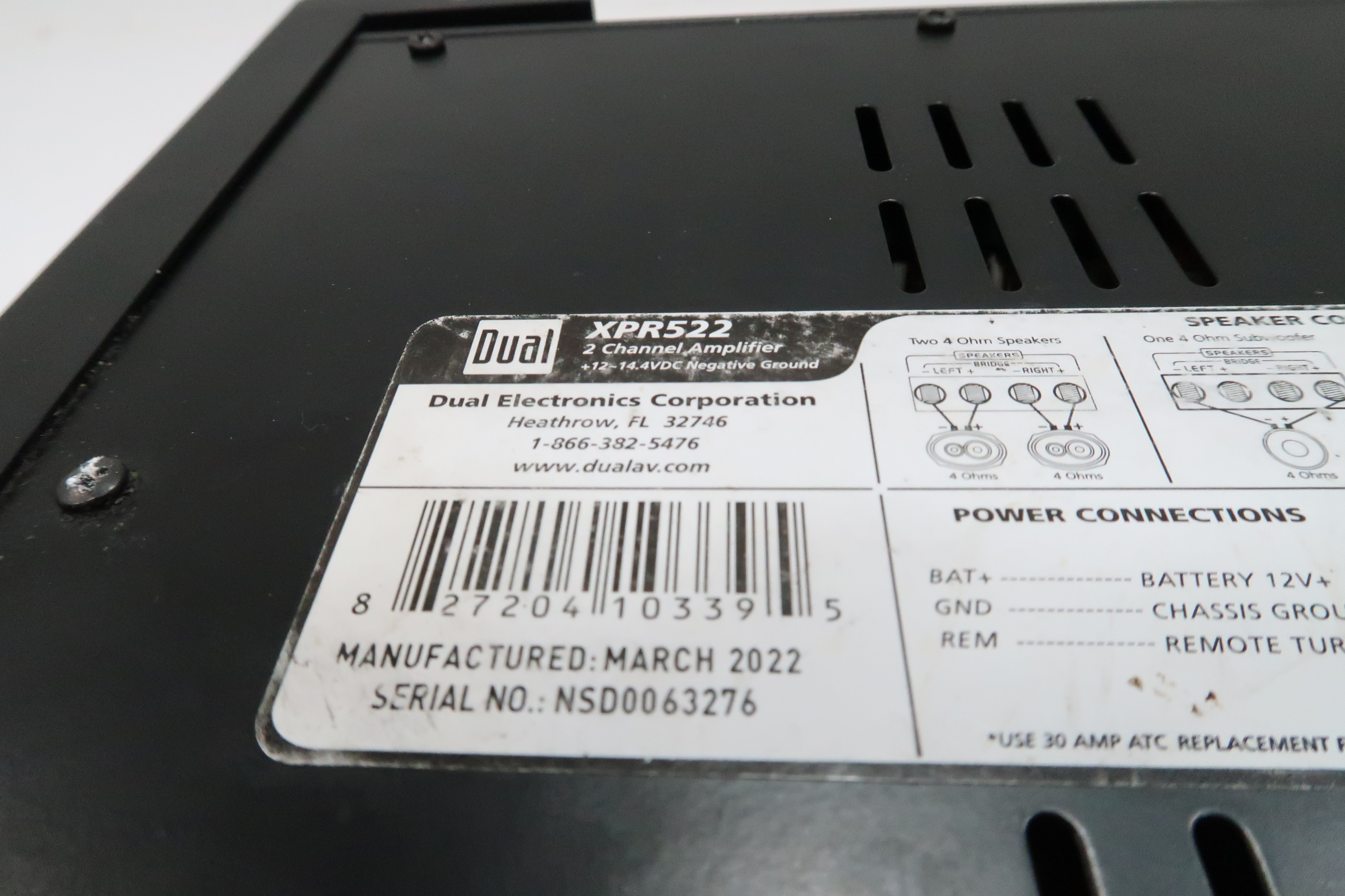 Dual XPR522 600 Watt 2/1 Channel Class AB MOSFET Powered Amplifier