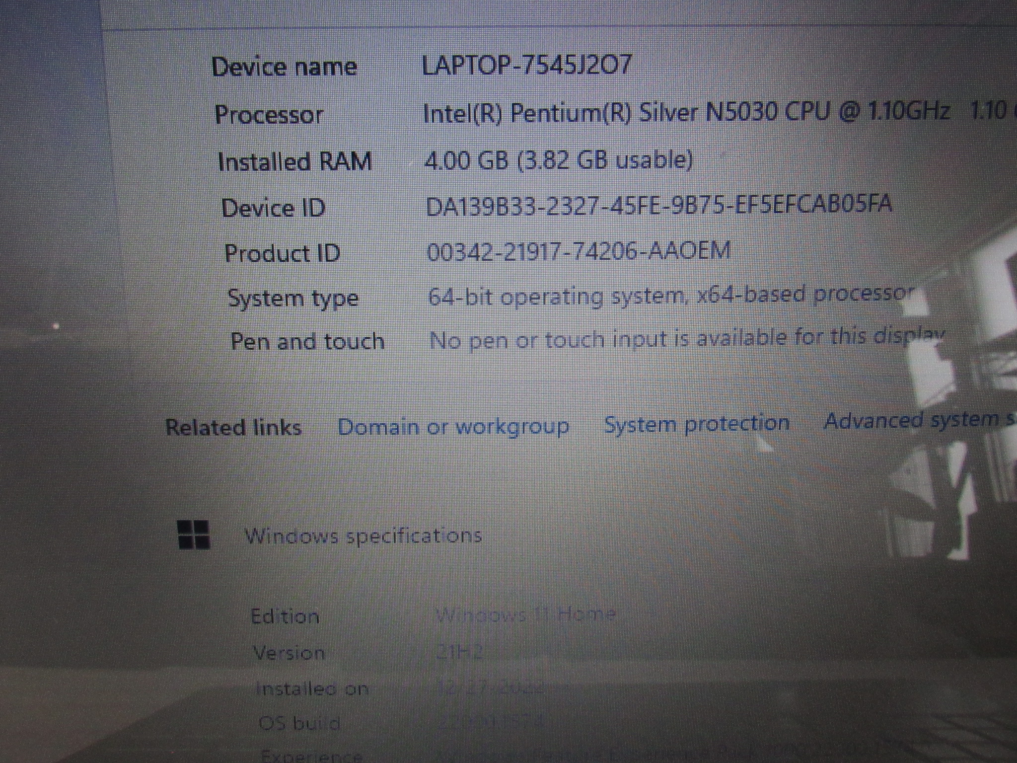 HP 15-DW0081 Intel Pentium Silver N5030 1.10GHz 4GB Ram 500GB HDD 15.6