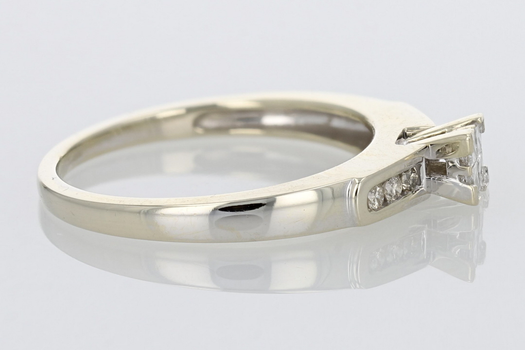 .24ctw Princess Cut Diamond Cluster Engagement Ring 14k White Gold Size ...