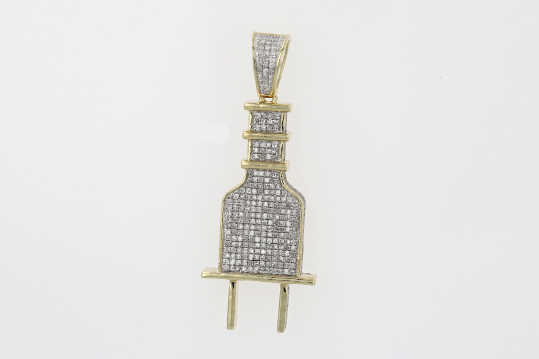 Diamond Plug Chain 1.50ctw Round Cut Diamond Plug Cluster Pendant without Chain 10k Multi ...