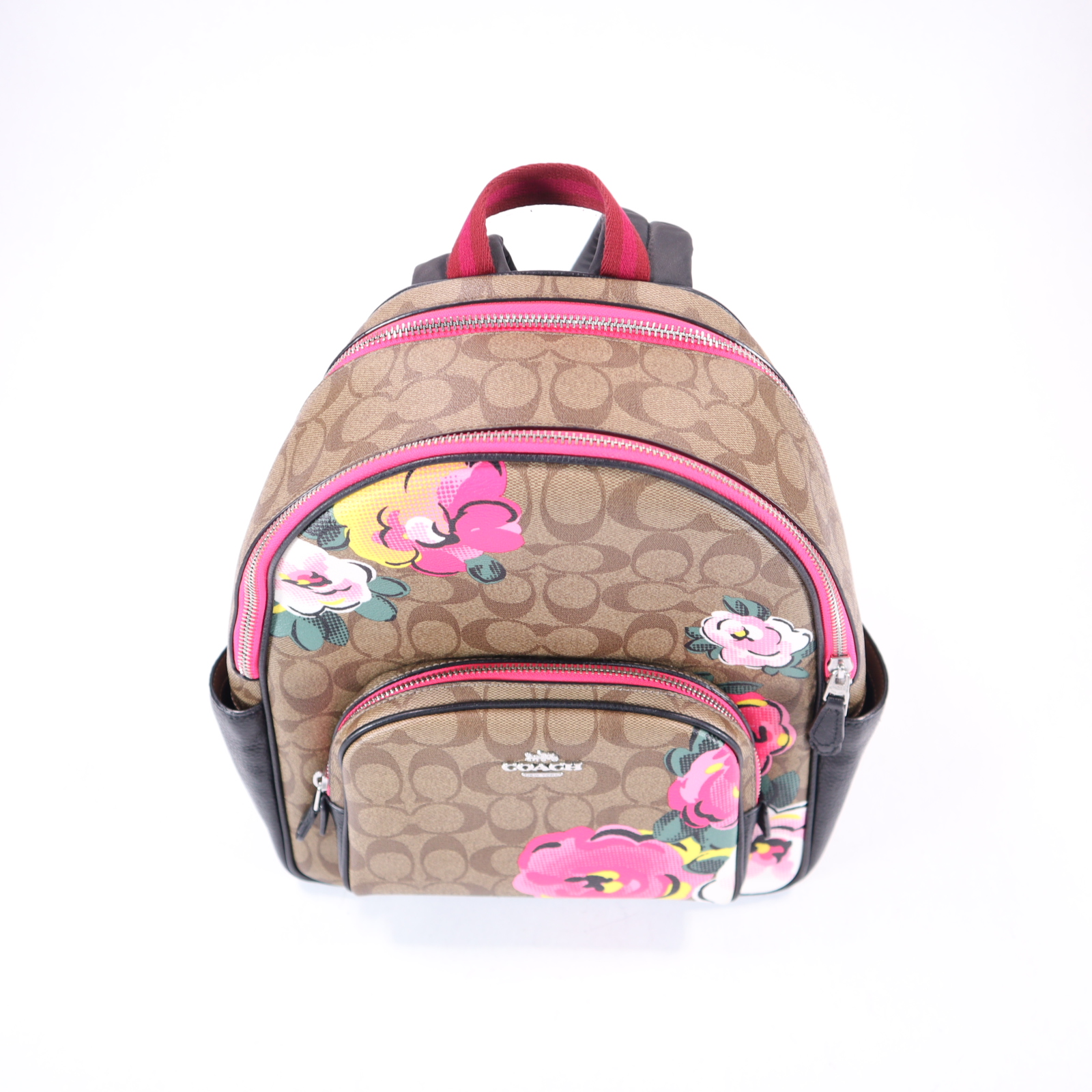 Coach Court Signature Canvas With Vintage Rose Print Backpack