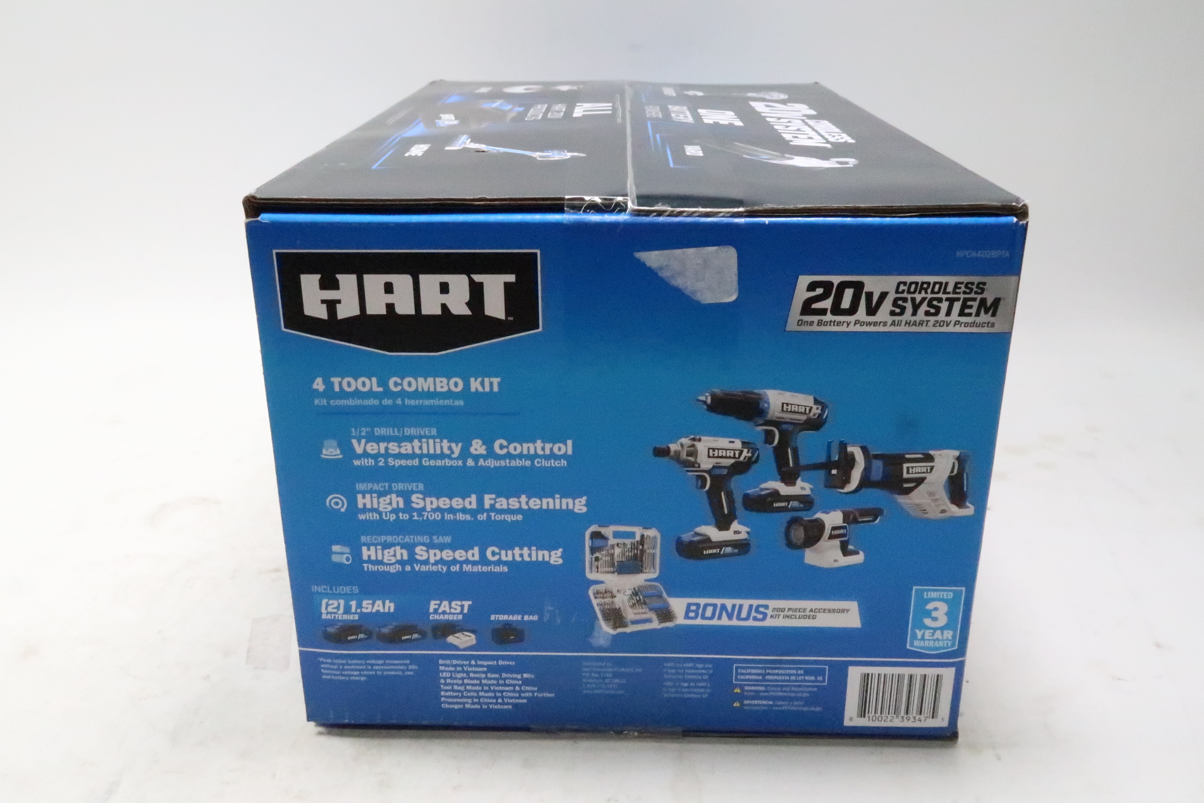 HART HPCK4028BPTA 20V Cordless 4Tool Combo Kit Drill