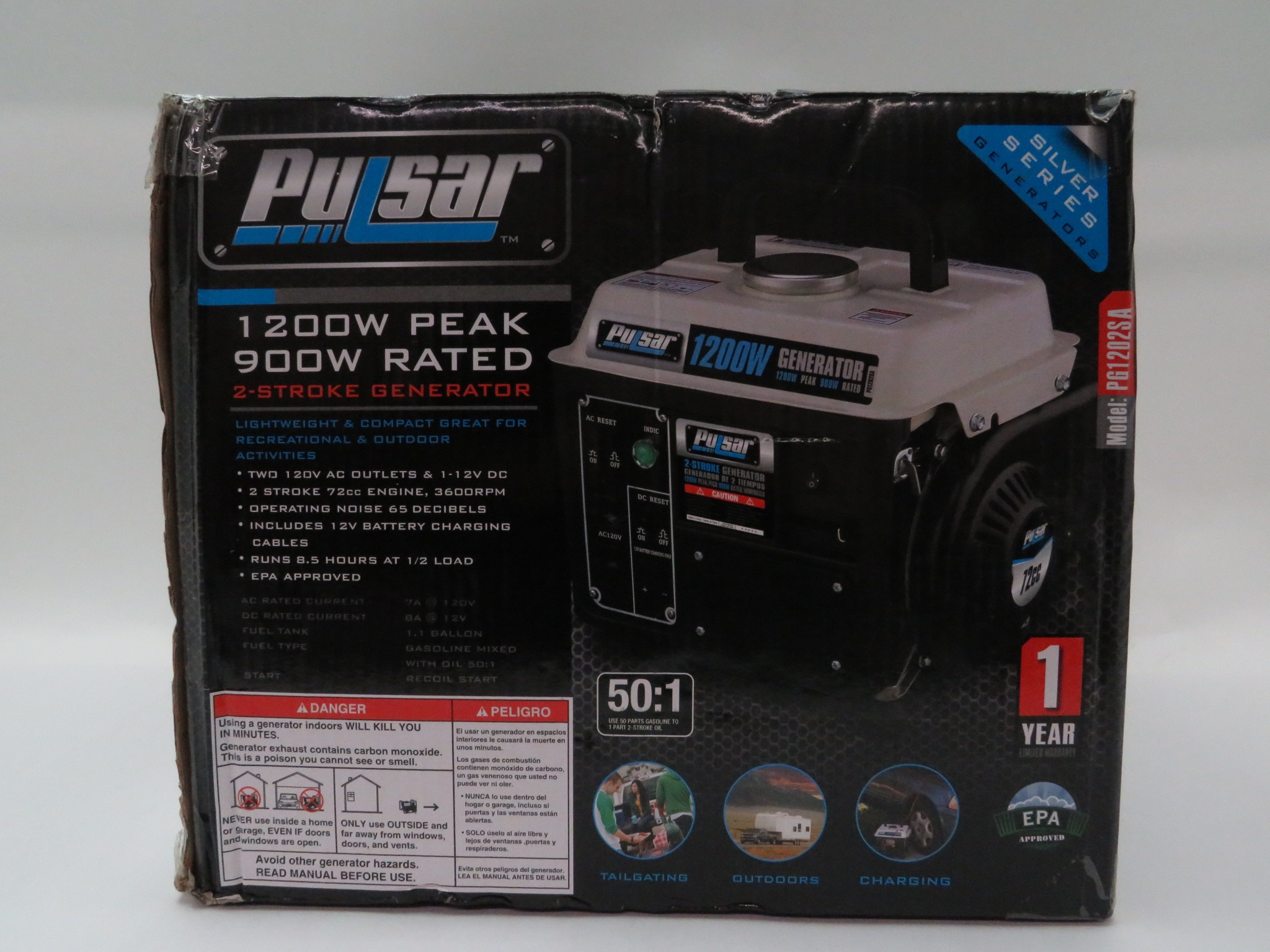 Pulsar PG1202SA 1200W RATED 900W 2Stroke Generator