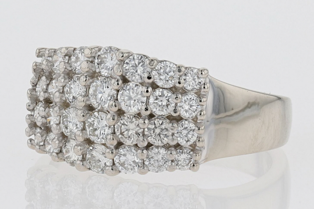 1.00ctw Round Cut Diamond Cluster Wedding Band Ring 14k White Gold Size ...