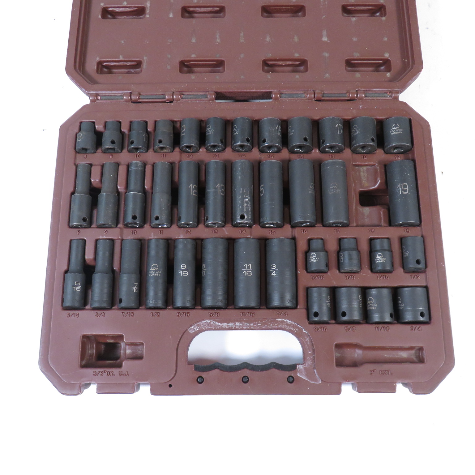 Matco Tools SBP426V 3/8" 39Peice Metric SAE 6Point Deep Impact Socket Set