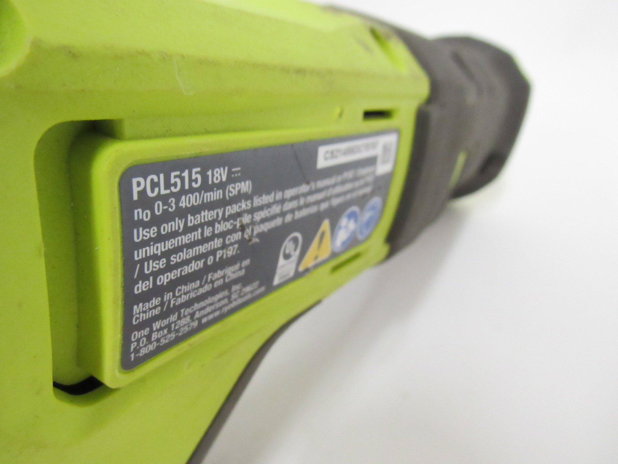 Ryobi PCL515 18Volt ONE+ Cordless Reciprocating Saw Tool Only